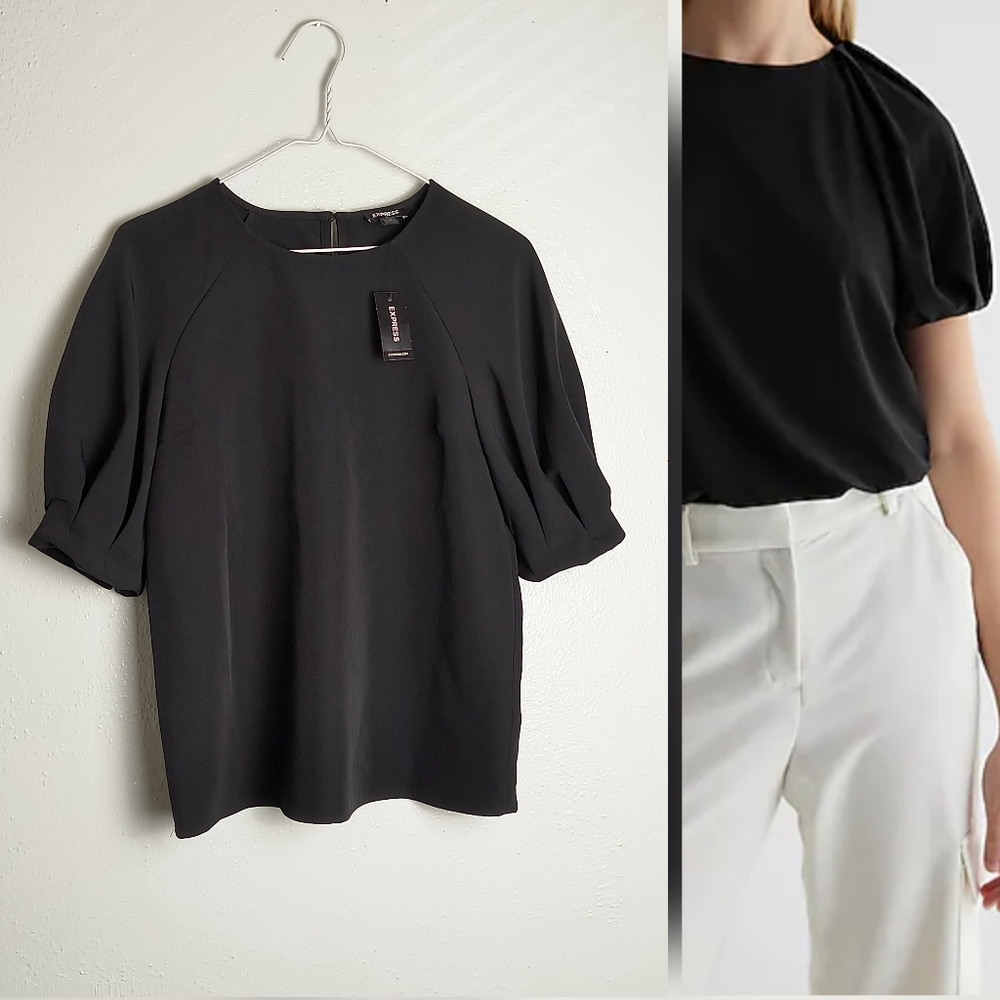Express Keyhole Blouse Top Women's Size S Black